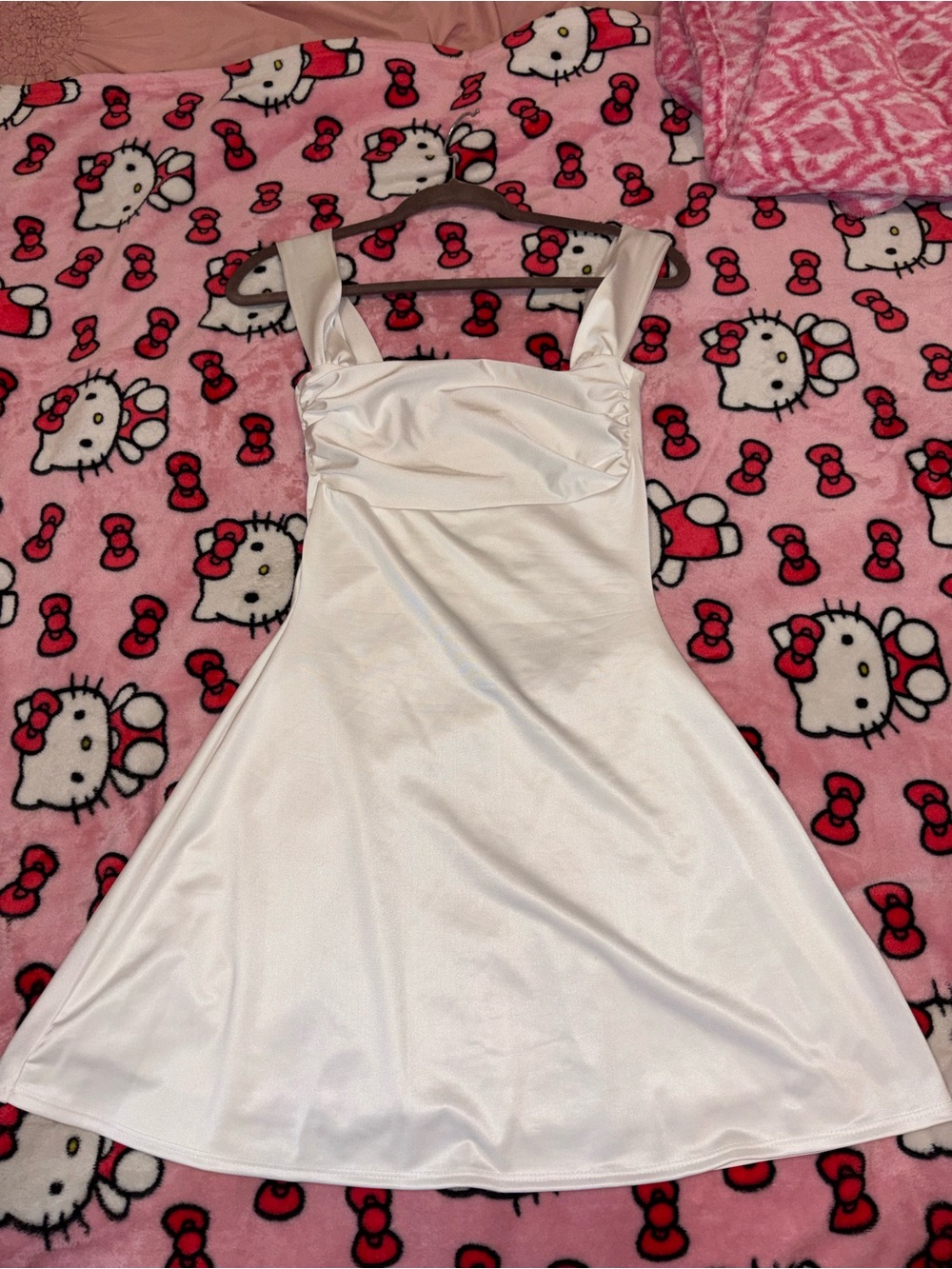 Windsor White Satin Mini Dress with Wide Straps
